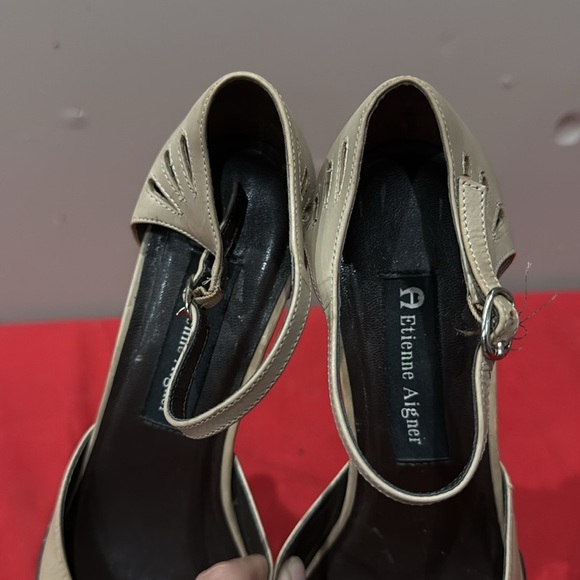Etienne Aigner Cream Ankle Strap Heels - Picture 4 of 5